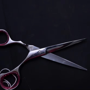 Professional Hair Cutting Scissors Stainless Steel Barber <b>Shears</b> with Red Finger Rings - Product Image 2