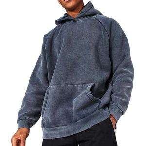 Sweats à capuche vintage personnalisés pour hommes 100% coton, coupe oversize, imperméables, doublés, délavés à l'acide, style streetwear, tricotés, basiques en gros 2026 - Product Image 2