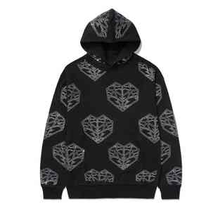 Black Men <b>Rhinestone</b> Hoodie Street wear Crystal Hood & Sleeves Oversize Custom Logo Winter Season Hi Visibility <b>Hoodies</b> For Men - Product Image 1