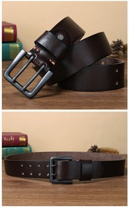 Qualité supérieure 3cm d'épaisseur peau de vache ceinture en cuir véritable hommes concepteur de luxe mâle ceinture Double broche personnalisé Cowboy jean sangle - Product Image 5