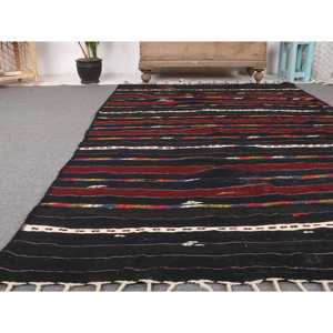 Alfombra Turca, Alfombra Vintage de 4.8x7.9 pies, Alfombra Negra de Lana del Suroeste - Product Image 5