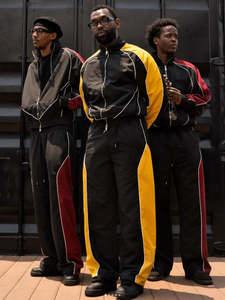 Vêtement décontracté Veste à fermeture éclair et pantalon évasé 100% nylon Lignes réfléchissantes Nouveau design Coupe-vent surdimensionné Ensemble de survêtement pour hommes - Product Image 3