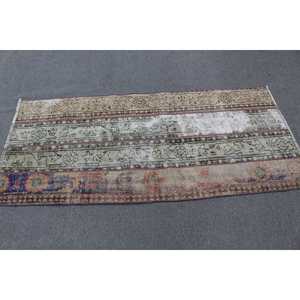 Vintage Rug, Accent 2.6x5.9 ft Turkish Rug, <b>Brown</b> Polka dot <b>Wool</b> Rug - Product Image 2