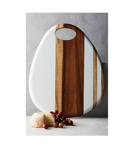 <b>Wood</b> and White Marble Chopping <b>Board</b> Wholesale Exporter New Design <b>Wood</b> and Marble Cheese <b>Board</b> on <b>Sale</b> - Product Image 1