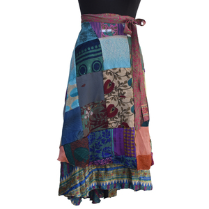 Falda envolvente Parche de seda Trabajo Estilo vintage Faldas envolventes de seda para niñas Mujeres Boho Elegante Parche multicolor - Product Image 2