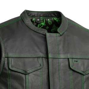 Gilet en cuir véritable pour homme, sans manches, style motard, en cuir de vachette ou de mouton, logo OEM personnalisé, fabricant en gros - Product Image 4