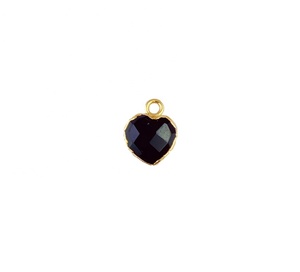Black Onyx Gemstone Heart Birthstone Single Stone <b>Charm</b> Copper Electroplated Children's Heart Necklaces Fashion Pendants <b>Charms</b> - Product Image 4