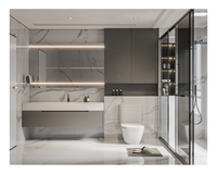 Meuble-lavabo moderne en bois résistant à l'eau avec éclairage LED, à poser, en contreplaqué, avec armoire latérale