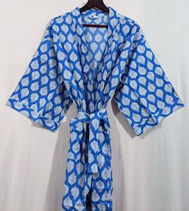 Peignoir de style Kimono en coton fait à la main vêtements de nuit confortables à séchage rapide imprimé floral décontracté Silhouette ample naturel doux pour - Product Image 5