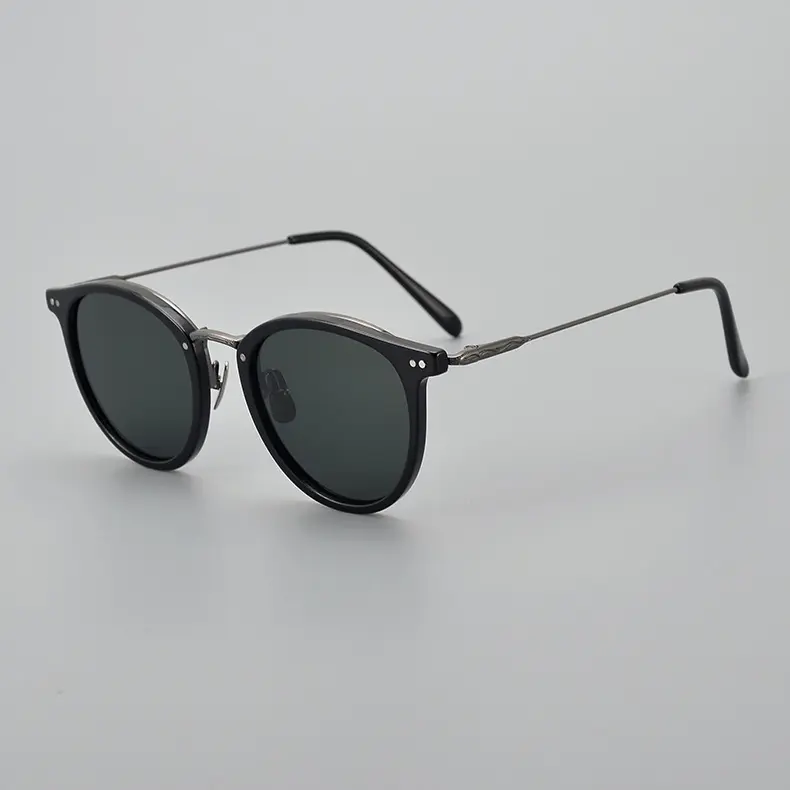 2023 Borregls saf B titanyum asetat polarize YP güneş erkekler marka tasarımcısı Vintage kare güneş gözlüğü kadınlar için 85648T