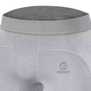 Shorts de Compression Homme pour Gym et Fitness avec Patchs Personnalisés sur le Devant, Taille Mi-Haute Élastique, Respirants, en Spandex/Nylon, Style Urbain - Product Image 3