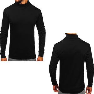 <b>Men</b> Autumn Warm Solid Anti-pilling <b>Long</b> Sleeve Turtleneck <b>T</b>-<b>Shirt</b> Polyester Regular Fit <b>Lined</b> Sweatshirt Knitted OEM Service - Product Image 5