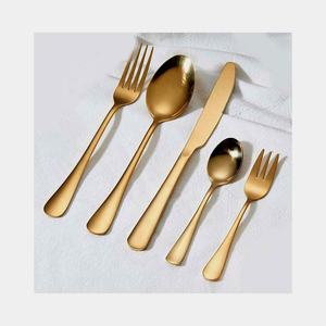 Luxury High Quality Stainless Steel <b>Gold</b> Flatware Set with Unique Round Handle Design Royal Look Flatware Set - Product Image 1