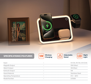 Espejo de Carga Inalámbrica Multidispositivo Porodo con Luces - Product Image 5