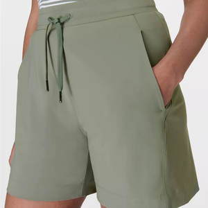 Trendy Summer Wear Stretchy <b>Gym</b> & Sports <b>Shorts</b> For <b>Women</b> 2025 Wholesale Blank Plus Size <b>Womens</b> <b>Short</b> With Pockets & Drawstring - Product Image 3