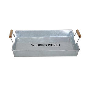 Plateau de service galvanisé de couleur jaune forme ronde concepteur fait à la main vaisselle de luxe plateau de service en métal en gros de table - Product Image 5