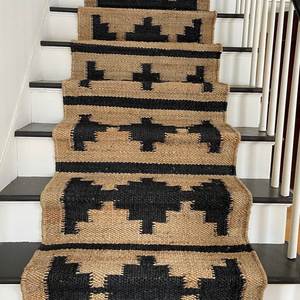 Handmade Traditional Jute Stair <b>Runner</b> Reversible <b>Washable</b> Geometric Pattern Low Pile Thin/Medium Thickness Home Use - Product Image 2