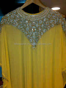 Pierre à main et perles fonctionnent sur Kaftan Différents modèles personnalisés Tissu de haute qualité - Product Image 2