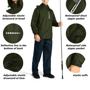 Chaqueta Impermeable de Senderismo con Capucha, Ligera, Informal, para Exteriores, de Alto Rendimiento, Traje Impermeable con Capucha para Hombre - Product Image 4