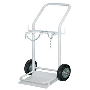 White 14-Litre Two-Seater Steel Gas Cylinder Holder for Nitrogen & Oxygen Low Pressure 2-<b>3kg</b> <b>Weight</b> - Product Image 1