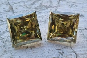 คุณภาพสูงทำด้วยมือ22มิลลิเมตรสีแชมเปญเจ้าหญิงตัดสี่เหลี่ยมเพชรจี้ VVS ความชัดเจนตัดยอดเยี่ยม - Product Image 4