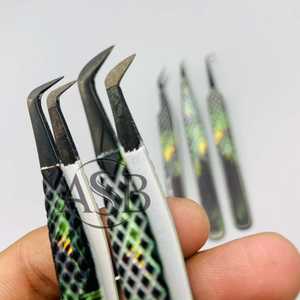 Pince à épiler en papier à fleurs noires à pointe en fibre, instrument de beauté, impression de logo personnalisée, service OEM d'isolation - Product Image 3