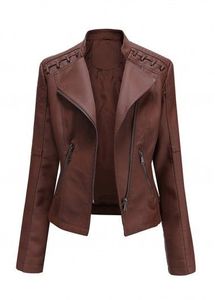 Veste en cuir pour femmes avec fausse fourrure en tissu de toile durable Classy Vintage - Product Image 4