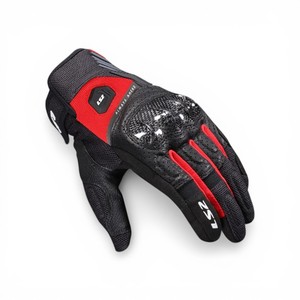 Gants de moto LS2 Atom - Noir, cuir et mesh d'été avec protection carbone et compatibilité écran tactile - Product Image 1