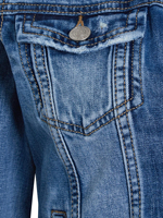 Veste en jean recadrée pour femmes Veste en jean recadrée pour femmes Bleu à manches longues 2 poches avant Vestes en jean Conception entretenue OEM