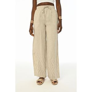 Pantaloni a Gamba Larga Comodi da Donna con Elastico in Vita e Decorazioni in Pietra per l'Estate - Product Image 3