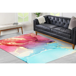 Tapis imprimé marbre rose - Décoration de bureau moderne, tapis de marche de luxe, tapis gobelin - Product Image 5