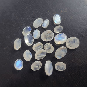 20 pièces de pierre de lune arc-en-ciel naturel 10x8mm à 14x12mm facette ovale 75.25 Cts Iroc ventes bleu feu pierre de lune pierres précieuses coupe US $43 - Product Image 1