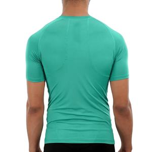 เสื้อยืดแขนสั้นผ้าโพลีเอสเตอร์แบบรัดกล้ามเนื้อสำหรับใส่วิ่งเสื้อออกกำลังกายโลโก้ออกแบบได้ตามต้องการ - Product Image 2
