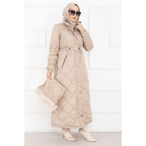 Royal Casual Winter <b>Puffer</b> <b>Jacket</b> Mink Fur Hood Long Windproof Warm Waterproof <b>Thin</b> Quilted Nylon Lining Fur Collars Lines Decor - Product Image 5