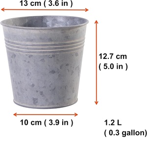 Macetas de flores de hierro galvanizado con estilo, forma redonda para el hogar, jardín al aire libre, decoración de guardería, maceta de propósito - Product Image 5