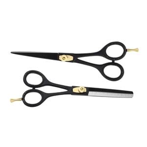 Tijeras de adelgazamiento para corte de cabello, 5,5 pulgadas, maquinilla de afeitar afilada, acero inoxidable japonés y tornillo de tensión de ajuste fino, negro - Product Image 5