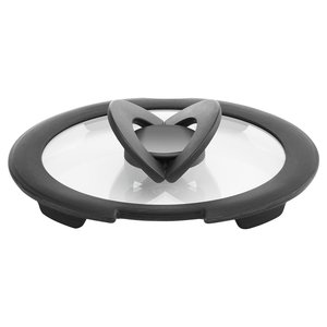 Glass <b>Pot</b> <b>Lid</b> With Space Saving Handle 16 Cm Transparent And Grey Dishwasher Safe WIT - Product Image 1