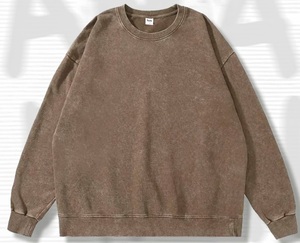 เสื้อสเวตเตอร์ผ้าฟลีซสำหรับผู้หญิงคอตตอน100% ขนาดใหญ่ดีไซน์เป็นกรดมีซับในสไตล์ลำลองสำหรับฤดูหนาว260กรัม - Product Image 2