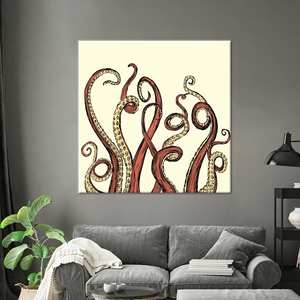 ภาพพิมพ์บนผ้าใบลายปลาหมึกยักษ์สมัยใหม่: ของตกแต่งบ้านแบบนามธรรม ห่อหุ้มอย่างดี - Product Image 1