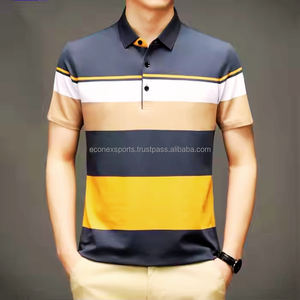 Polo de sport Econex pour homme, col rayé, manches courtes, tissu respirant, fournisseur de polos - Product Image 4