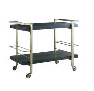 Chariot de service moderne en acier inoxydable et en verre avec 4 roues Chariot de service décoratif au prix de gros - Product Image 3
