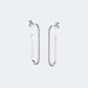 Boucles d'oreilles pendantes en forme d'arc allongé serties de pavés de diamants de laboratoire de 0,30 CTW, or 14 carats, style fil enfilé incurvé - Product Image 2