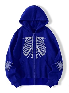 Qualité supérieure dernière conception hommes strass sweats à capuche hiver 100% coton polaire respirant fermeture éclair nouveauté - Product Image 4
