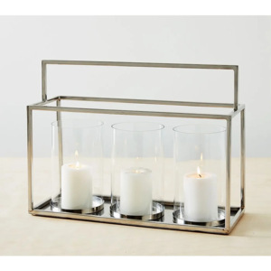 2025 dernières lanternes de bougeoir de pilier moderne faites à la main d'argent d'acier inoxydable avec le verre pour des décorations d'événements de mariages à la maison - Product Image 4