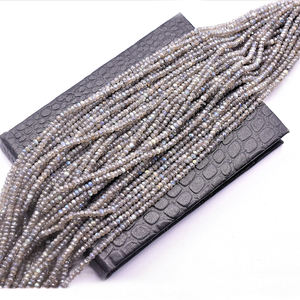 Cuentas facetadas de labradorita en forma de rondel de 3-4 mm, hilo azul y gris de 13.25 pulgadas para la fabricación de joyas - Product Image 5