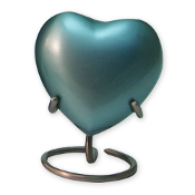 Blue Heart Top-Trending Cremation Urn Recuerdo de cenizas conmemorativas para adultos con caja de terciopelo hecha de metal - Product Image 3