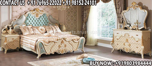 Cama Doble de Diseño Real Polaco Antiguo, Madera de Teca Brillante, Estilo Vintage Elegante Europeo, Muebles de Dormitorio de Lujo, Gran Venta - Product Image 2