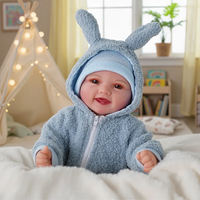 Poupées Reborn Babeside Mia souriantes, 17 pouces, petite fille avec des yeux ouverts, mains en vinyle et corps en tissu de coton doux
