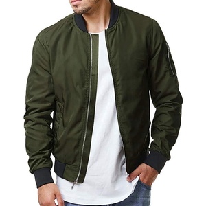 OEM Lightweight Olive Green Windproof Varsity Zipper <b>Jackets</b> Low MOQ Streetwear Clothing Factory Direct <b>Plus</b> <b>Size</b> Bomber <b>Jacket</b> - Product Image 1