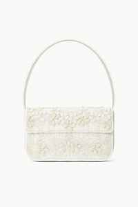 Bolso de hombro con cuentas y diseño de cuadros rosas a la moda para damas, bolso de noche rectangular pequeño con patrón a cuadros y correa de cuero blanco. - Product Image 6